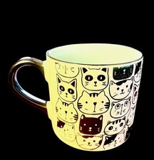 New Cranston Cat Repeat Face Mug 18oz Spectrum Designz 2023 Turquoise Interior