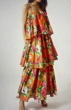 Brand New Forever Unique Orange Floral Tiered Stunning Maxi Dress Size 24 BNWT