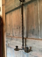 Primitive Decor Forged sawtooth twin handmade candle overdoor trammel fire place