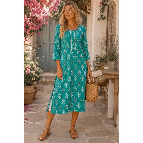 Teal white floral block - teal,