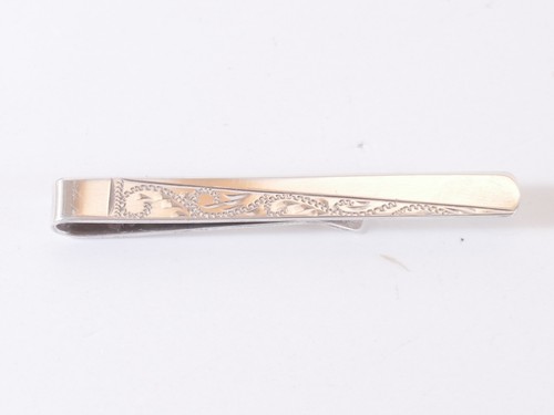 Vintage silver tie clip bar - tie,
