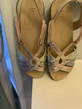 USED [EXCELLENT CONDITION], HOTTER LEATHER PINK MIX FLAT SANDALS UK SIZE 5:5
