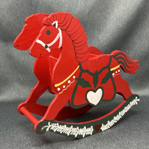 Old 1980s red wooden rocking - old,