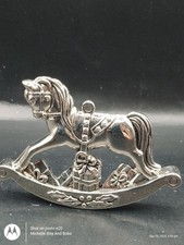Silver Tone Christmas Hobby Horse With Presents Tree Hanger