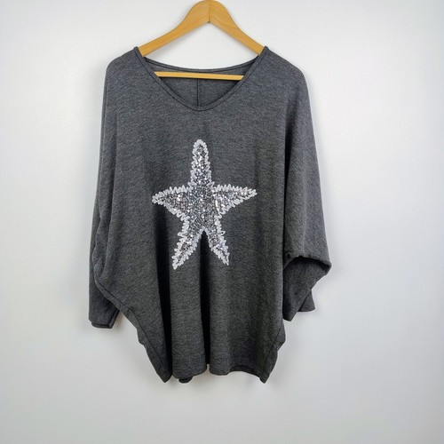 Dark grey sequin star tunic - grey,
