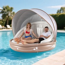 Inflatable Pool Float Floating Island Large Tanning Bed Cabana-White