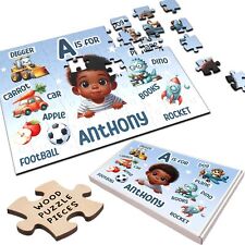 Cute Boy Any Alphabet Initial Gift For Boys Personalised Wooden Jigsaw Puzzle