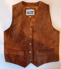 The Outer Edge Genuine Suede Leather Tan Waistcoat Uk Large Women's