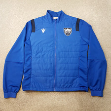 Northampton Saints Mens Jacket Small Blue Rugby Padded Quilted Hybrid Macron