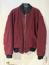 Hugo Boss MA-1 Bomber Jacket Quilted Cashmere Wool Burgundy Red Vintage - Medium