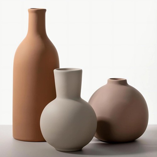 Multicolor ceramic vase set - ceramic,