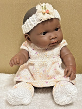 14" Berenguer Black Doll (Preloved), New Apricot Outfit & Adoption Cert