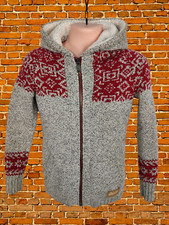 SUPERDRY NORDIC KNIT GREY HOODIE XS XSMALL WOOL MENS CHUNKY ZIP JUMPER JACKET