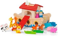 Wooden Noah’s Ark Playset – Animals & Figures Included | Educational Toy Gift