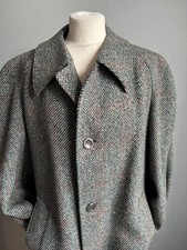 Vintage trench OVER COAT 40 100% pure new wool tweed DUNN&CO CROMBIE cloth