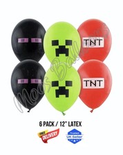 x6 Minecraft Mining Balloons Pixelate Gaming Latex Balloons Party Boys Girls UK