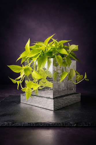 Mirror cube disco ball planter - mirror,