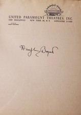 Humphrey Bogart Hand Signed Autographed Paramount Broadway New York Letter Coa
