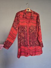 Zara satin red short shirt - red,