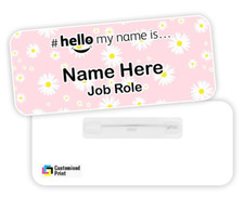 Hello My Name Is Badge Student Nurse Midwife GP Doctor Pink Daisy Design