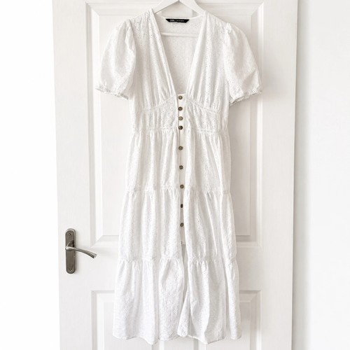 Zara midi dress white broderie - midi,
