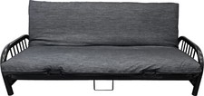 Twin Size Black Denim Futon Mattress Cover, Bed Slipcovers, Bed Encasement 