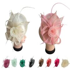 Womens Flower Fascinator Headband Clip Feathers Hat Wedding Day Royal Ascot Race
