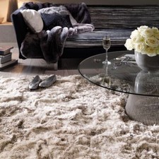 Shaggy Plush Rug Sand Beige Shag Plain Pile Living Room Lounge Large Bedroom Rug