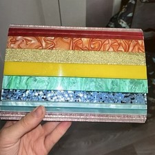 Kurt Geiger Rainbow Stripe Disco Envelope Perspex Clutch Crossbody Bag - A400