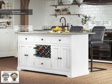 White Kitchen Island &Grey Granite Worktop (CKI01B-G) SRP £1199 *READ LISTING*