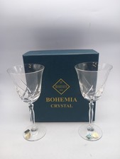 Bohemia Crystal 2x Fire Wine Glass With Panels In Box