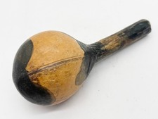 VINTAGE HANDMADE WOOD GOURD MARACA RATTLE PERCUSSION INSTRUMENT