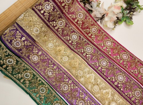 Gold embroidered pearl beaded - embroidered,