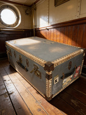 Vintage travel trunk with old