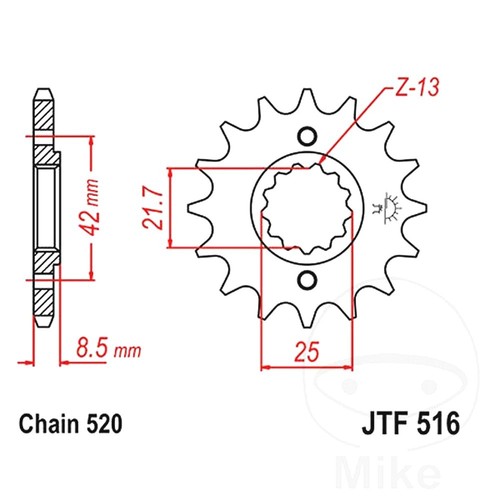 Front sprocket tooth 520 - front,