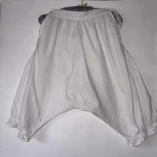 Vintage Antique  White Cotton Bloomers Knickers - waist 28 inches 