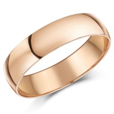 9ct Rose Gold Wedding Ring 5mm Light Weight D Shaped Band Men's Ladies Ring