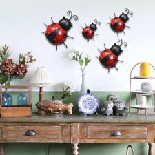 2 x Red Large Metal Ladybirds Summer Garden Art Decoration Ornament Wall