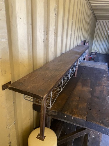 Vintage school bench with - with, mesh