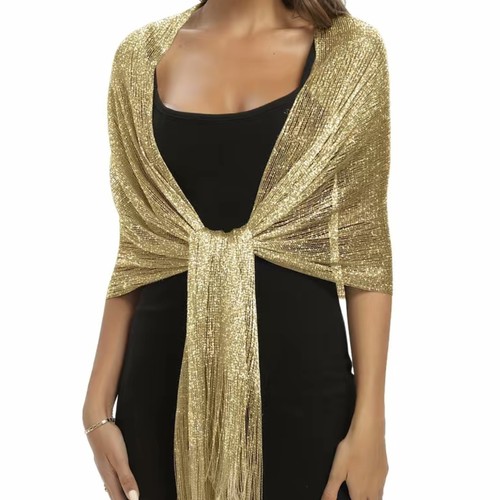 Gold shimmer sparkly shawl - shimmer,