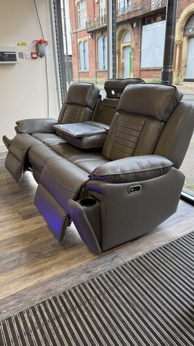 Elephant grey leather seater - leather,