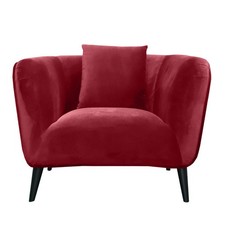 Burgundy Velvet 1 Seater Easton Armchair with Black Wooden Legs - Was £480.00