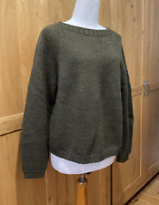 Toast Alpaca Wool Jumper S Chest 40in Balloon Sleeves Khaki Green Sweater