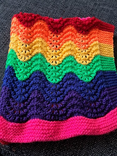 Hand knitted rainbow - , stripes