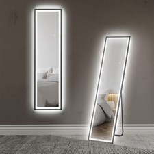 HOMCOM 150 x 40cm Full Length Mirror w/ Adjustable Lights Metal Frame Black