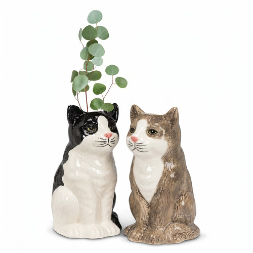 Cat shaped ceramic - cat, bud