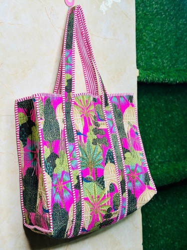 Women cotton quilted handbag - women's,