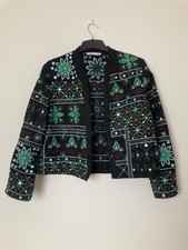 Zara Black Green Embroidered