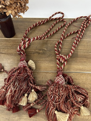 Vintage burgundy red gold rope - red,