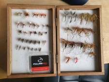 Selection Of Dry Flies, 54no Fullingmill Dry Flies In Wooden Fly Box.